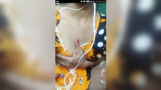 indian girl grabbing her tits hard on live
