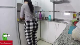 She takes his milk on a plate and he licks and swallow it all. CRI011