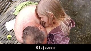 Incredible sex between sweet teenager and old bastard