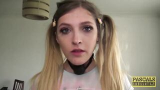 Sub Rhiannon Ryder dominated and left with mouthful of cum