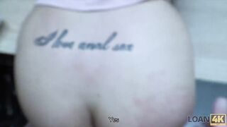 LOAN4K. Brunette babe is ready for anal sex to open tattoo..