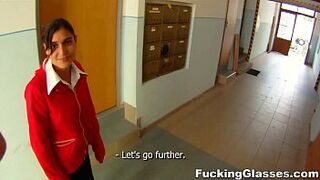 Fucking Glasses - Bored cutie Amala fucked for cash teen porn