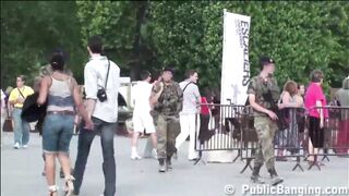 Eiffel Tower extreme public sex threesome in Paris France