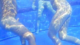 peeping underwater on the pool therme sauna spa