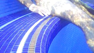 peeping underwater on the pool therme sauna spa