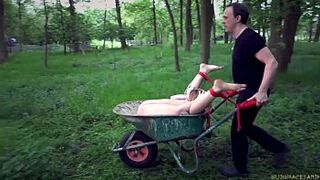 Kinky blonde masturbation and bondage in rough slave fuck