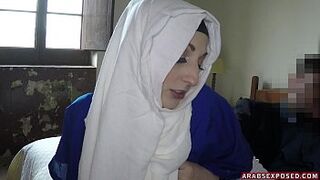 Pretty arab girl sucks him off for cash