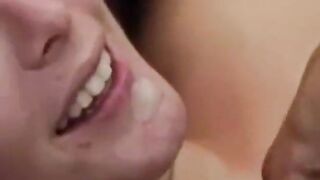 Vintage facialized teens in threesome