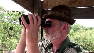Oldman fucks girl while hunting