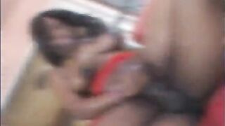 Busty ebony goddess takes huge black rod in her round juicy butt