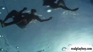 Sexy hotties spear fishing while naked