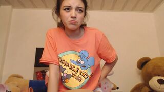 Nerdy girl with slim body and cute face seduces you with her charms