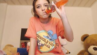 Nerdy girl with slim body and cute face seduces you with her charms