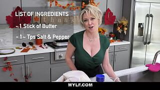 Blonde step Mom Lets Son Stuff Her Turkey
