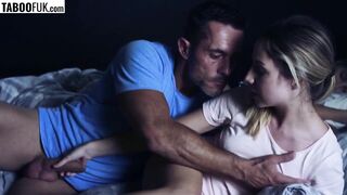 Tight Teen Getting Drilled by Her Friends step Dad - Daughter almost caught them - Mona Blue