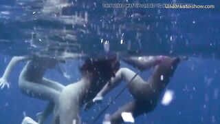 Girls on Tenerife swimming naked