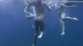 Girls on Tenerife swimming naked