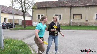 Really bad dirty speaking blonde teacher fucked in van by stranger