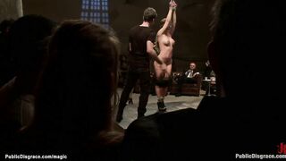 Slut bound and gangbanged in public