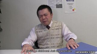 Japanese student, Sayaka Aishiro gives blowjobs to her profe