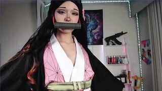 Nezuko the tentacle cum slut gets cream pie