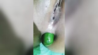 Dirty Muslim hijab girl – anal and pussy fucking with cucumber