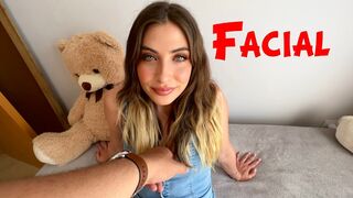 FACIAL for a shy girl in her room when her parents are not home, blowjob to an unknown man