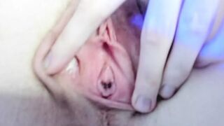 open, hairy and gaping pussy and asshole