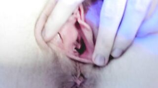 open, hairy and gaping pussy and asshole