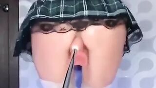Horny slut fucked by fucking machine