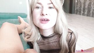 Slutty Blonde Delightfully Sucks Client's Cock in the Morning