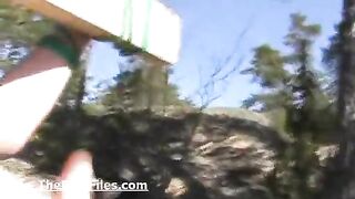 Outdoor bondage and clothespegs tit torment of busty submissive from Finland