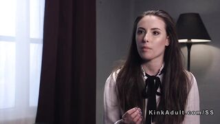 Tied up brunette slave anal banged