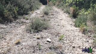 Risky masturbation on a hiking trail