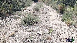 Risky masturbation on a hiking trail