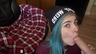 Young girl gets used in the kitchen before class