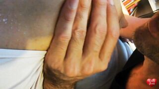 Milking tits and licking my wife's pussy