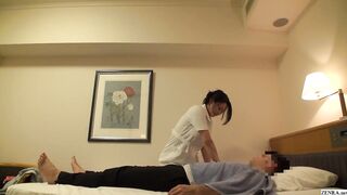 Japanese Hotel Massage Leads to Full Service Featuring a Hairy MILF Masseuse Naked for Her Client