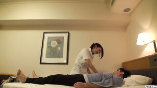 Japanese Hotel Massage Leads to Full Service Featuring a Hairy MILF Masseuse Naked for Her Client