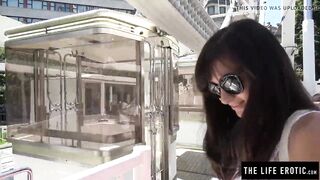 Skinny girl is almost caught masturbating in public a ride