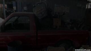 Auto body shop owner fuck bound slut