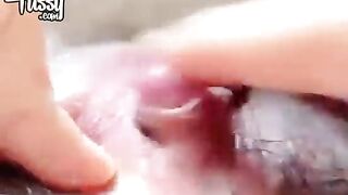 Japanese girl rubbing her big clit to orgasm
