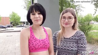 GERMAN SCOUT - TWO SKINNY GIRLS FIRST TIME FFM 3SOME AT PICKUP IN BERLIN