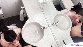 German BBW Step Sister Seduce to Fuck in Bathroom by Bro