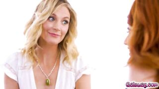Kendra James and Mona Wales suckling on Serenas tits and squeezes her breasts