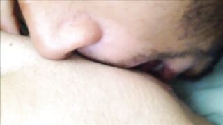 Licking teen pussy closeup