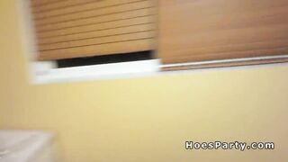 Five naughty amateurs banging at party