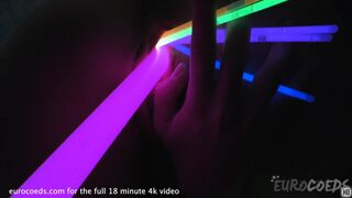 pretty fresh babe stretching her pussy with glow sticks creative porn kink