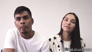 Couples: Valerin and her chocolate nipples. Colombian couple in porn casting