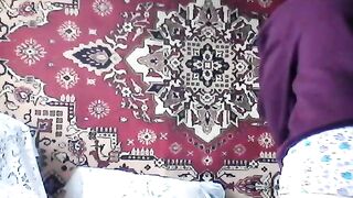 Hacked laptop camera. Girl in short shorts